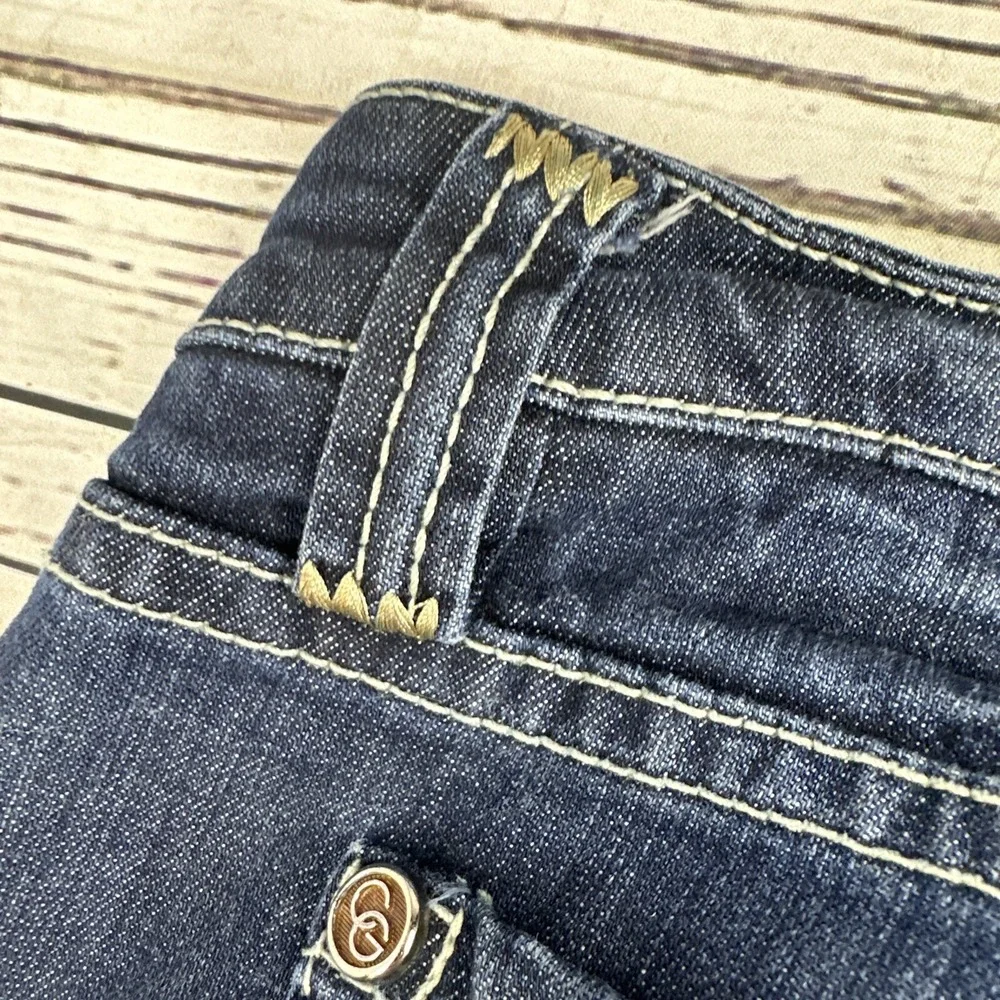 COOGI Jeans Womens 9/10 Dark Wash Gold Stud Zip Pocket Low Rise Straight Leg